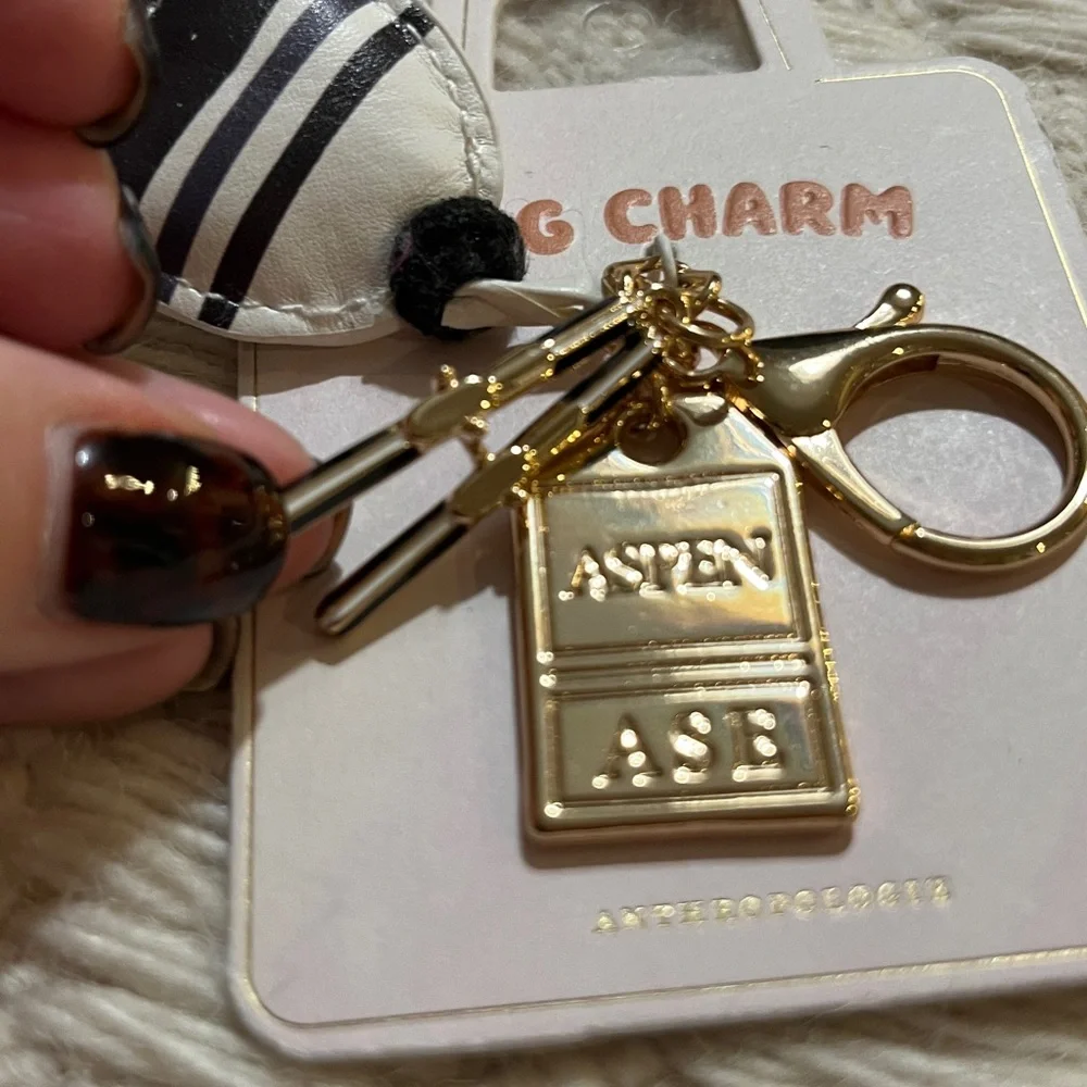 NWT Anthropologie Winter Hat Ski Aspen Key Ring or Bag Charm
